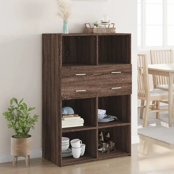 Gossi dulap inalt, stejar maro, 80x42,5x124 cm, lemn prelucrat