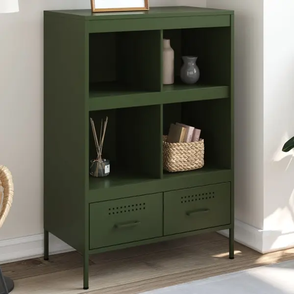 Gossi dulap inalt, verde masliniu, 68x39x101,5 cm, otel laminat rece