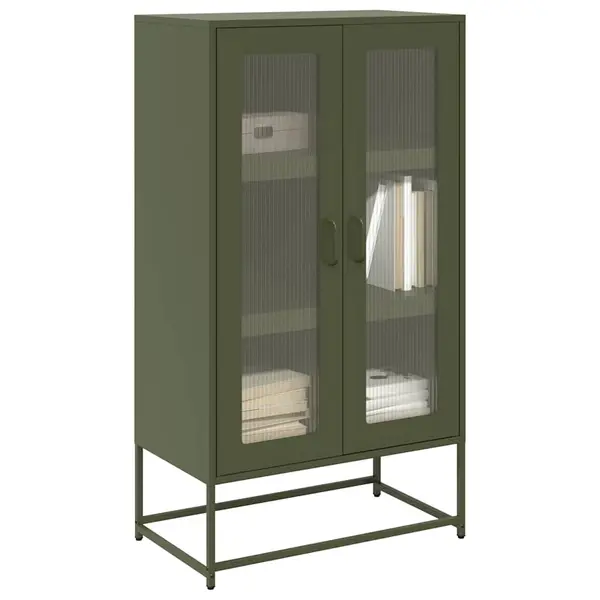 Gossi dulap inalt, verde masliniu, 68x39x123 cm, otel