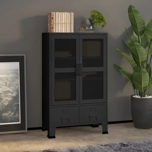 Gossi dulap industrial de depozitare, negru, 70x40x115 cm, metal