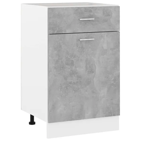 Gossi dulap inferior cu sertar gri beton 50x46x81,5 cm lemn prelucrat
