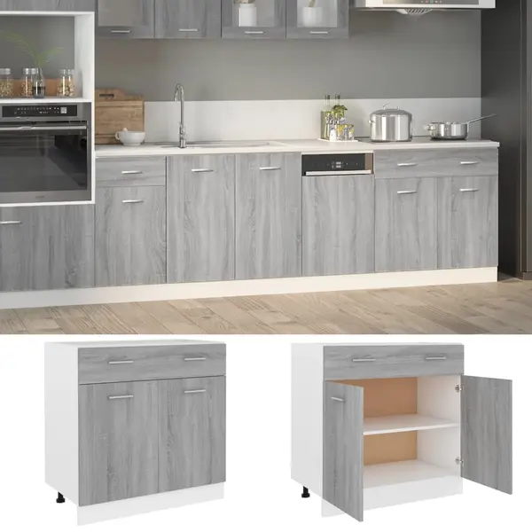 Gossi dulap inferior cu sertar “lyon” gri sonoma 80x46x81,5cm