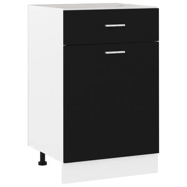 Gossi dulap inferior cu sertar, negru, 50x46x81,5 cm, lemn prelucrat