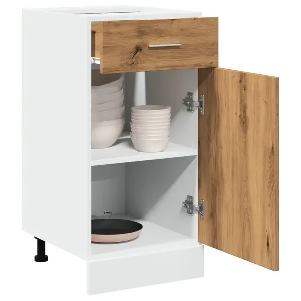 Gossi dulap inferior cu sertar stejar artizanal, 40x46x81,5 cm, lemn