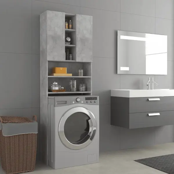 Gossi dulap masina de spalat, gri beton, 64x25,5x190 cm