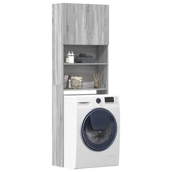 Gossi dulap masina de spalat gri sonoma 64x24x190 cm lemn prelucrat