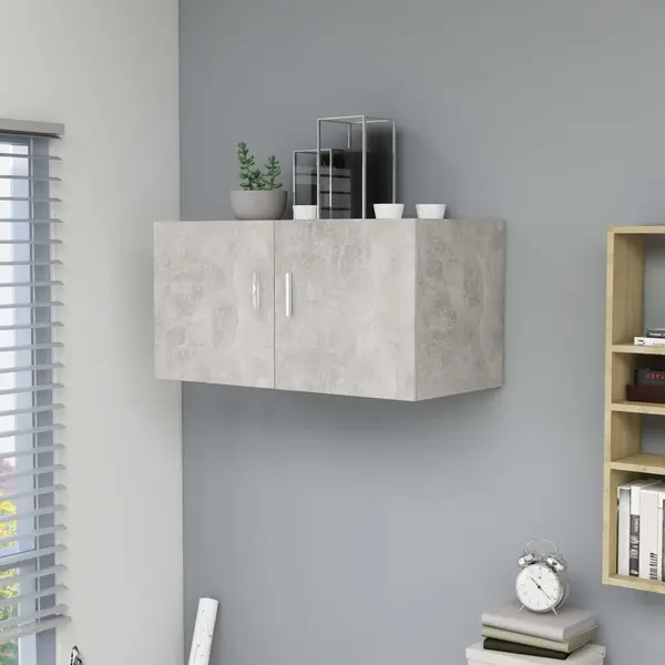 Gossi dulap montat pe perete, gri beton, 80x39x40 cm, lemn prelucrat