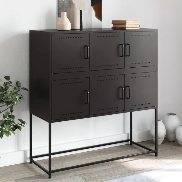 Gossi dulap, negru, 100,5x39x107 cm, otel laminat la rece