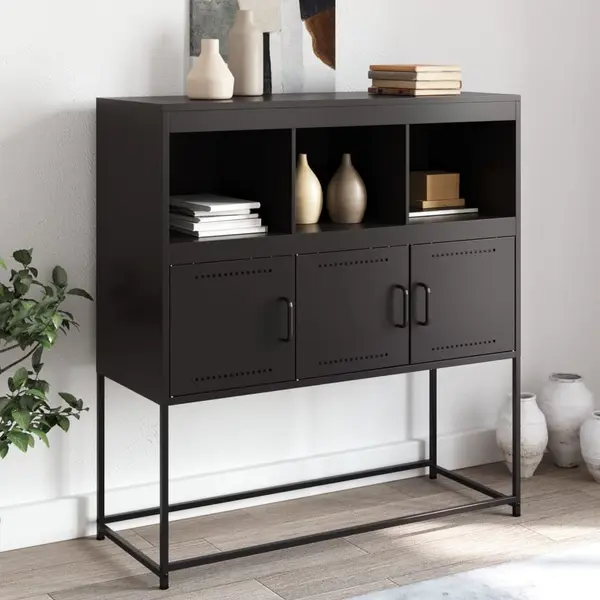 Gossi dulap, negru, 100,5x39x107 cm, otel laminat la rece