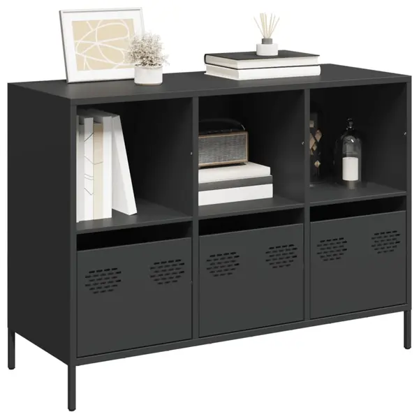 Gossi dulap, negru, 101,5x39x73,5 cm, otel laminat la rece