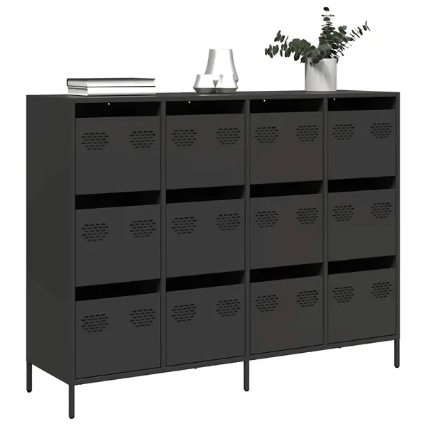 Gossi dulap, negru, 135x39x103,5 cm, otel laminat la rece