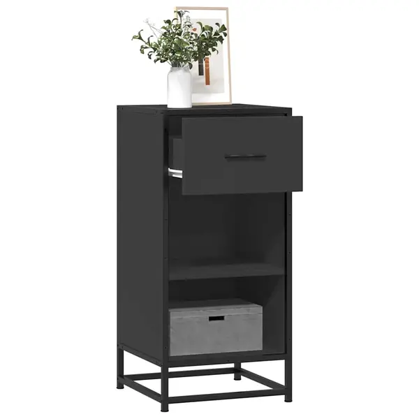 Gossi dulap, negru, 35,5x35x76 cm, lemn prelucrat si metal