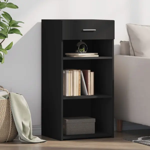 Gossi dulap, negru, 45x42,5x93 cm, lemn prelucrat