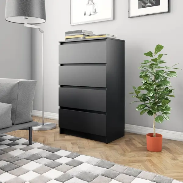 Gossi dulap, negru, 60x35x98,5 cm, lemn compozit