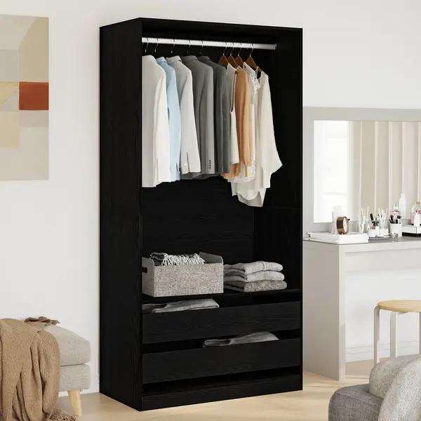 Gossi dulap negru din stejar 100x50x200 cm din lemn prelucrat