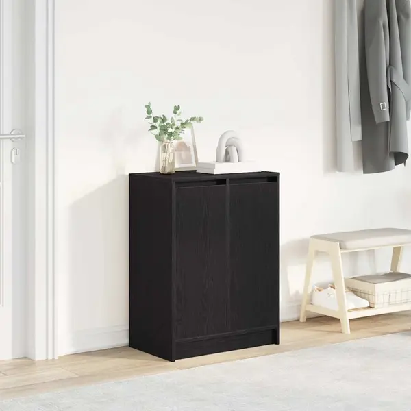 Gossi dulap pantofi stejar negru 57x34x76 cm lemn prelucrat