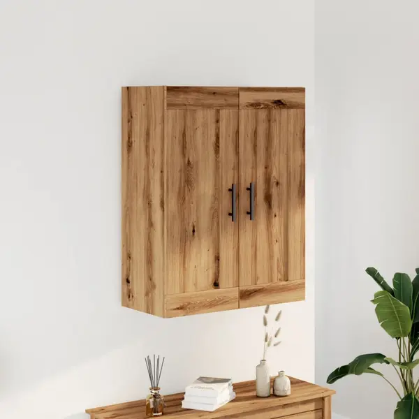 Gossi dulap pe perete stejar artizanal, 69,5x34x90 cm, lemn prelucrat
