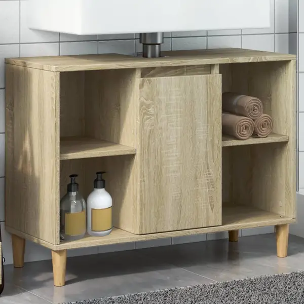 Gossi dulap pentru baie, stejar sonoma, 80x33x60 cm, lemn compozit