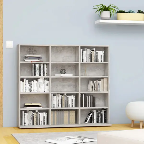 Gossi dulap pentru cd-uri, gri beton, 102x23x89,5 cm, lemn prelucrat