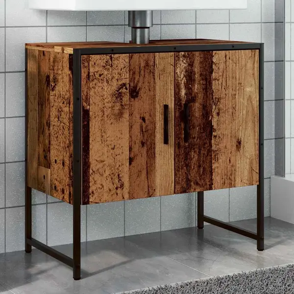 Gossi dulap pentru chiuveta baie lemn vechi 60x33x60cm lemn prelucrat