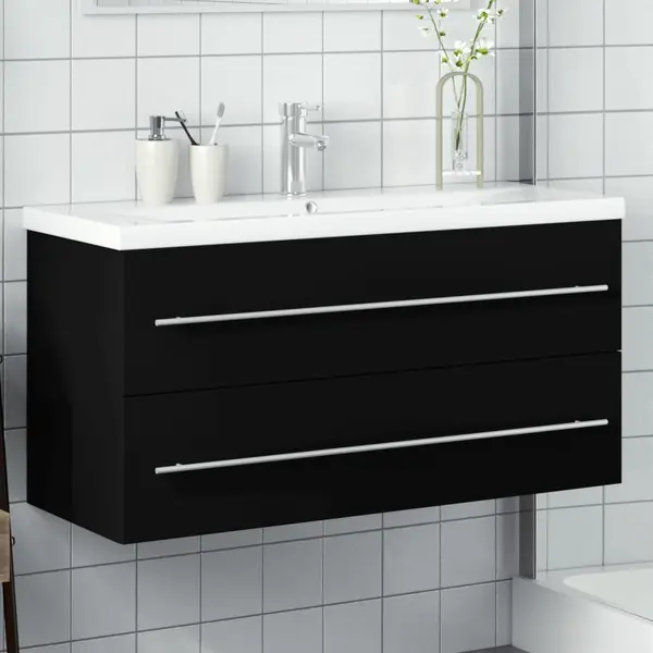 Gossi dulap pentru chiuveta de baie, lavoar incorporat, negru