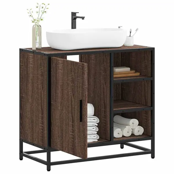 Gossi dulap pentru chiuveta de baie stejar maro 65x33x60 cm lemn