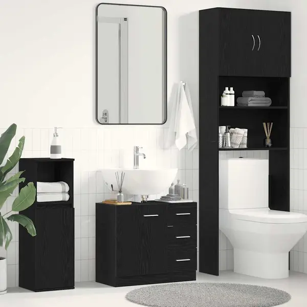 Gossi dulap pentru chiuveta stejar negru 63x30x54 cm lemn prelucrat
