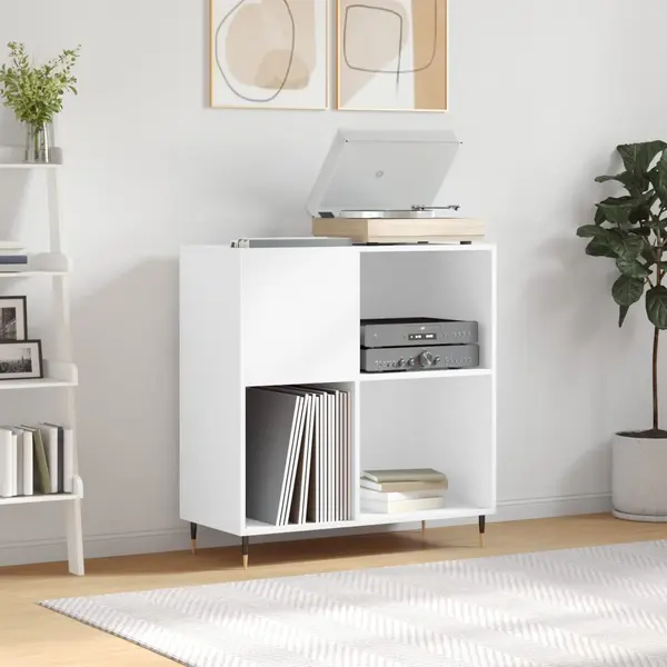 Gossi dulap pentru discuri, alb, 84,5x38x89 cm, lemn compozit