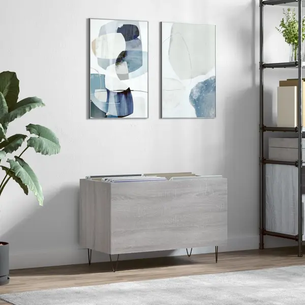 Gossi dulap pentru discuri gri sonoma 74,5x38x48 cm lemn prelucrat