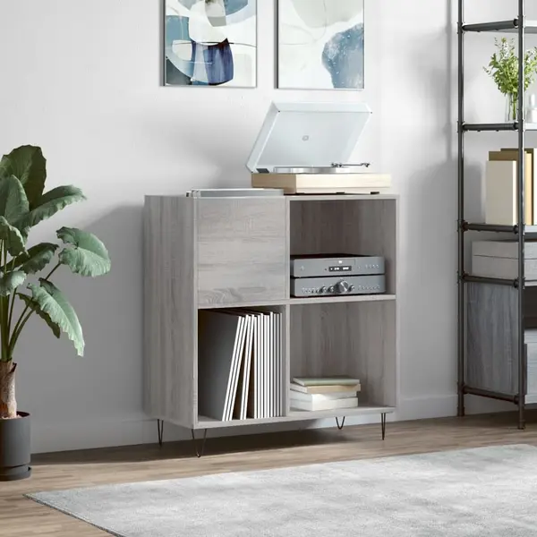 Gossi dulap pentru discuri gri sonoma 84,5x38x89 cm lemn compozit