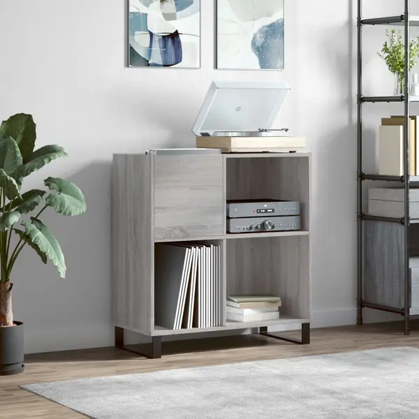 Gossi dulap pentru discuri gri sonoma 84,5x38x89 cm lemn compozit