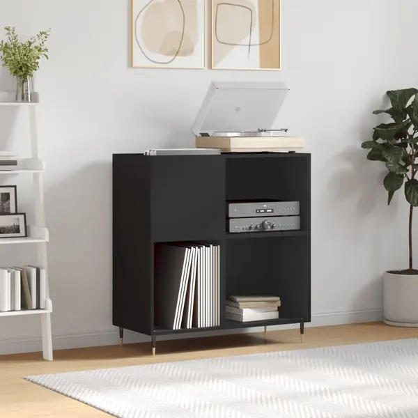 Gossi dulap pentru discuri negru 84,5x38x89 cm lemn compozit