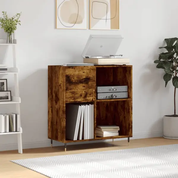 Gossi dulap pentru discuri stejar fumuriu 84,5x38x89 cm lemn compozit