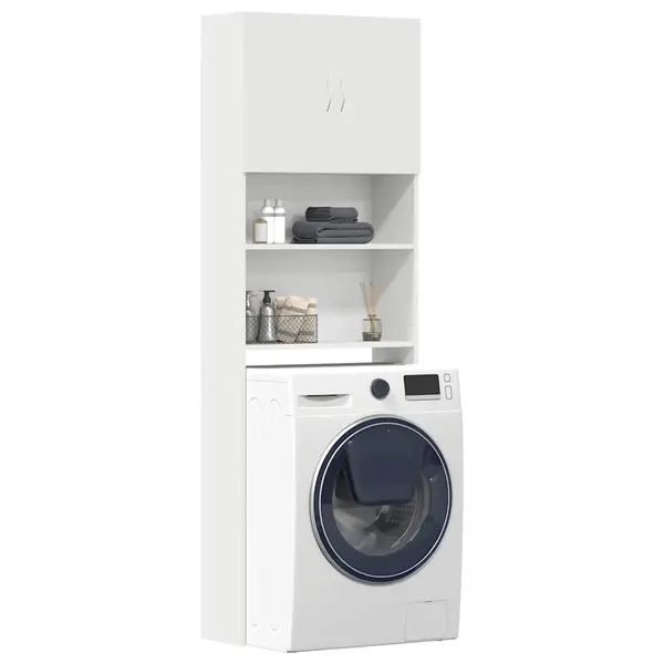 Gossi dulap pentru masina de spalat alb 64x24x190 cm lemn prelucrat