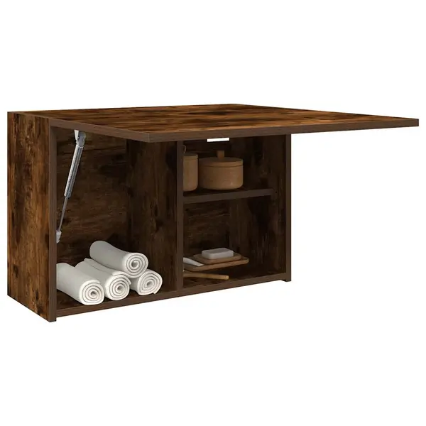 Gossi dulap perete baie, stejar fumuriu, 60x25x40 cm, lemn prelucrat