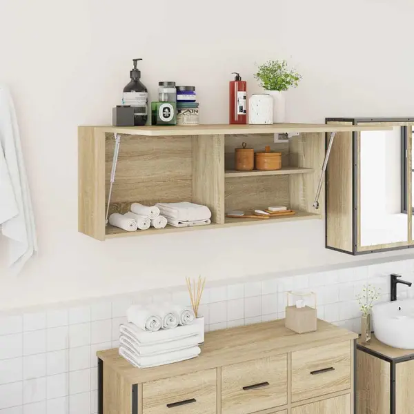 Gossi dulap perete baie, stejar sonoma, 100x25x40 cm, lemn prelucrat