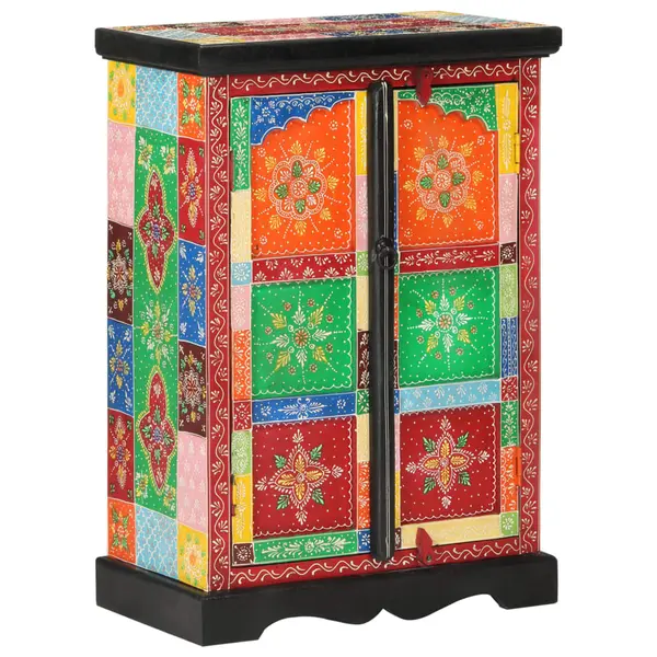 Gossi dulap pictata manual cu usi 53x30x75 cm, lemn masiv de mango