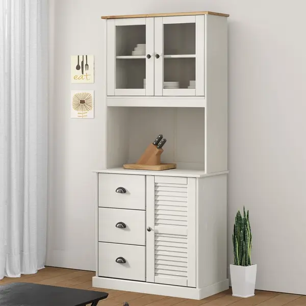 Gossi dulap superior comoda „vigo”, alb, 78x30x100 cm, lemn masiv pin