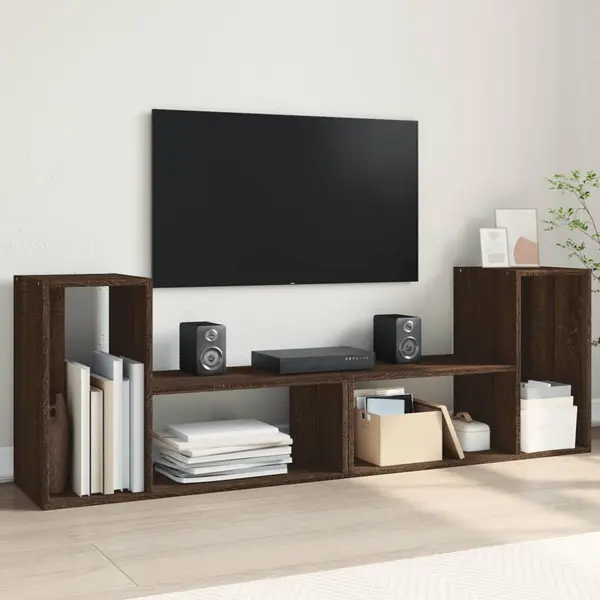 Gossi dulap tv, 2 buc., stejar maro, 75x30x50 cm, lemn prelucrat