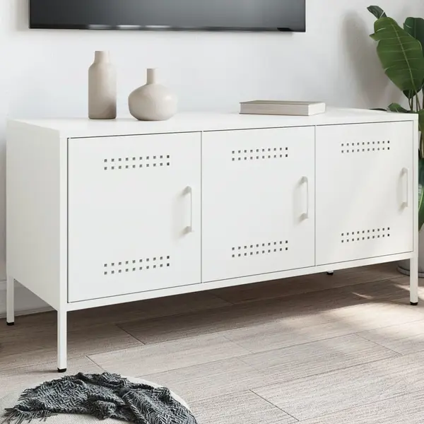 Gossi dulap tv, alb, 100,5x39x50,5 cm, otel