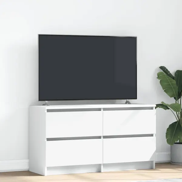 Gossi dulap tv alb 100x35x54 cm lemn prelucrat