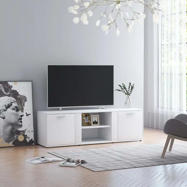 Gossi dulap tv, alb, 120x34x37 cm, lemn prelucrat