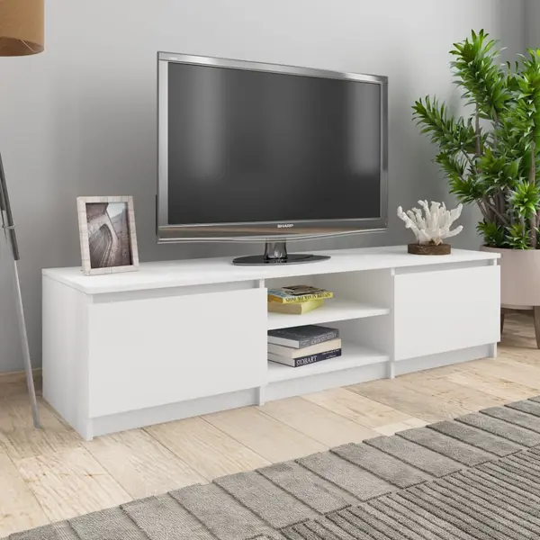 Gossi dulap tv, alb, 140x40x35,5 cm, lemn prelucrat