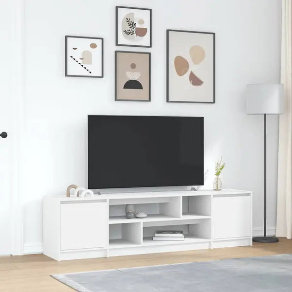 Gossi dulap tv alb 188,5x41x50 cm lemn prelucrat