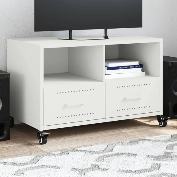 Gossi dulap tv, alb, 68x39x43,5 cm, otel laminat la rece
