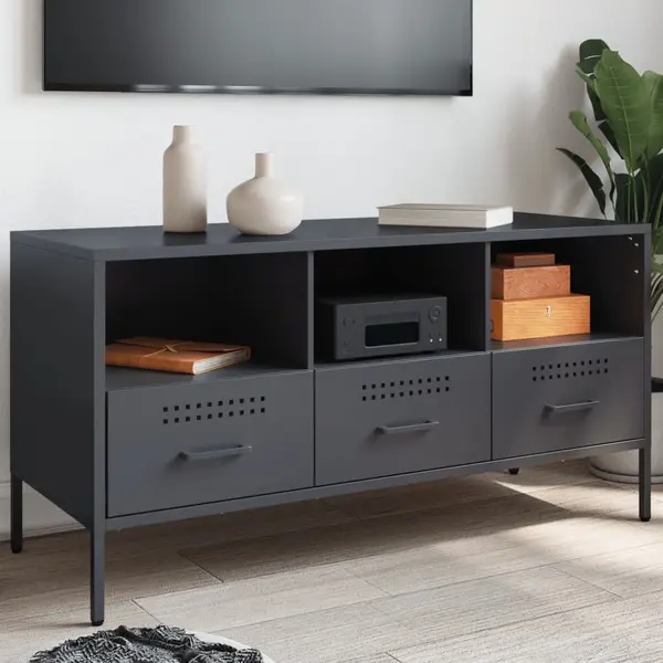 Gossi dulap tv, antracit, 100,5x39x50,5 cm, otel laminat la rece