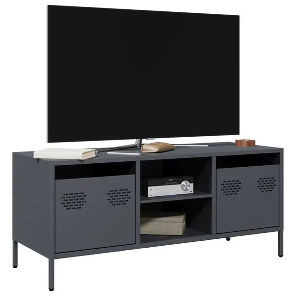 Gossi dulap tv, antracit, 101,5x39x43,5 cm, otel laminat la rece