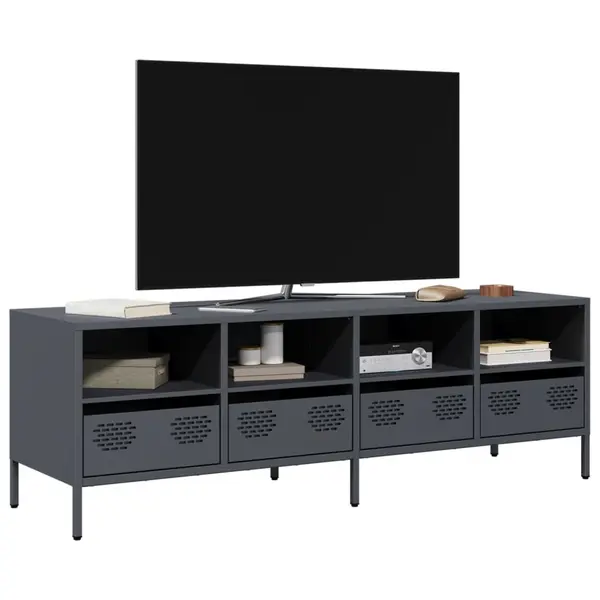 Gossi dulap tv, antracit, 135x39x43,5 cm, otel laminat la rece
