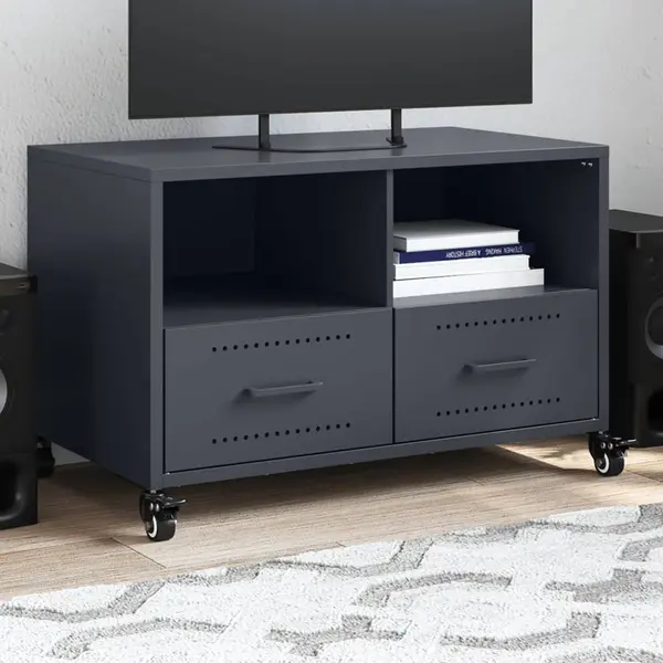 Gossi dulap tv, antracit, 68x39x43,5 cm, otel laminat la rece
