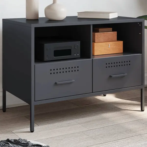 Gossi dulap tv, antracit, 68x39x50,5 cm, otel laminat la rece